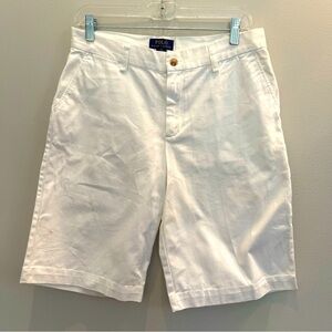 NWT Polo Ralph Lauren Boys 20 Shorts Chino Cotton White Bermuda Flat Front Pony